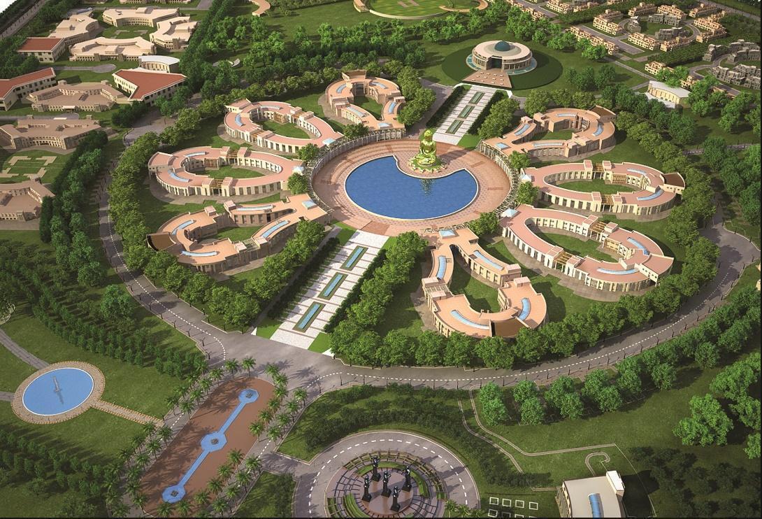 An aerial view of the Gautam Buddha University, Greater Noida